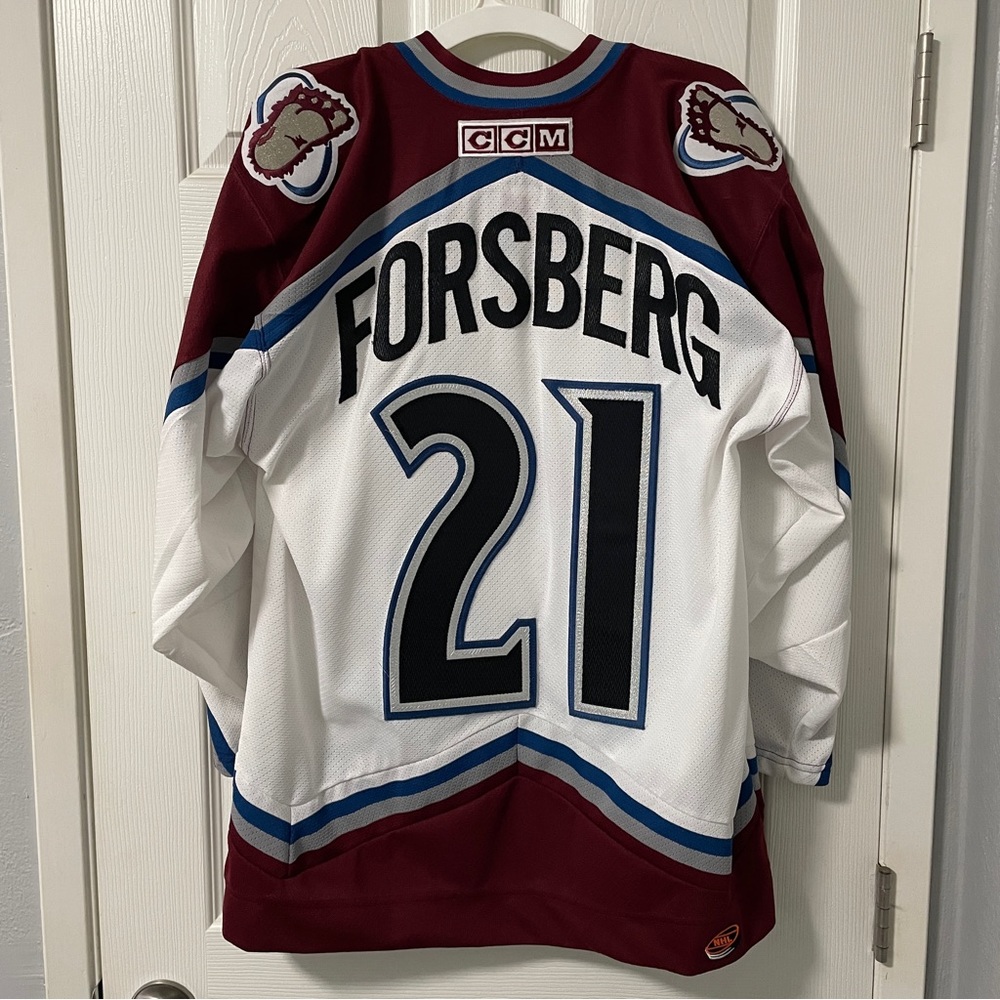 CCM Colorado Avalanche Peter Forsberg away jersey, size M